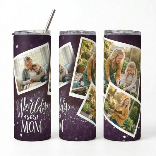 Custom Mom Photo Tumbler | Mother's Day & Birthday Gift 20oz Stainless Steel