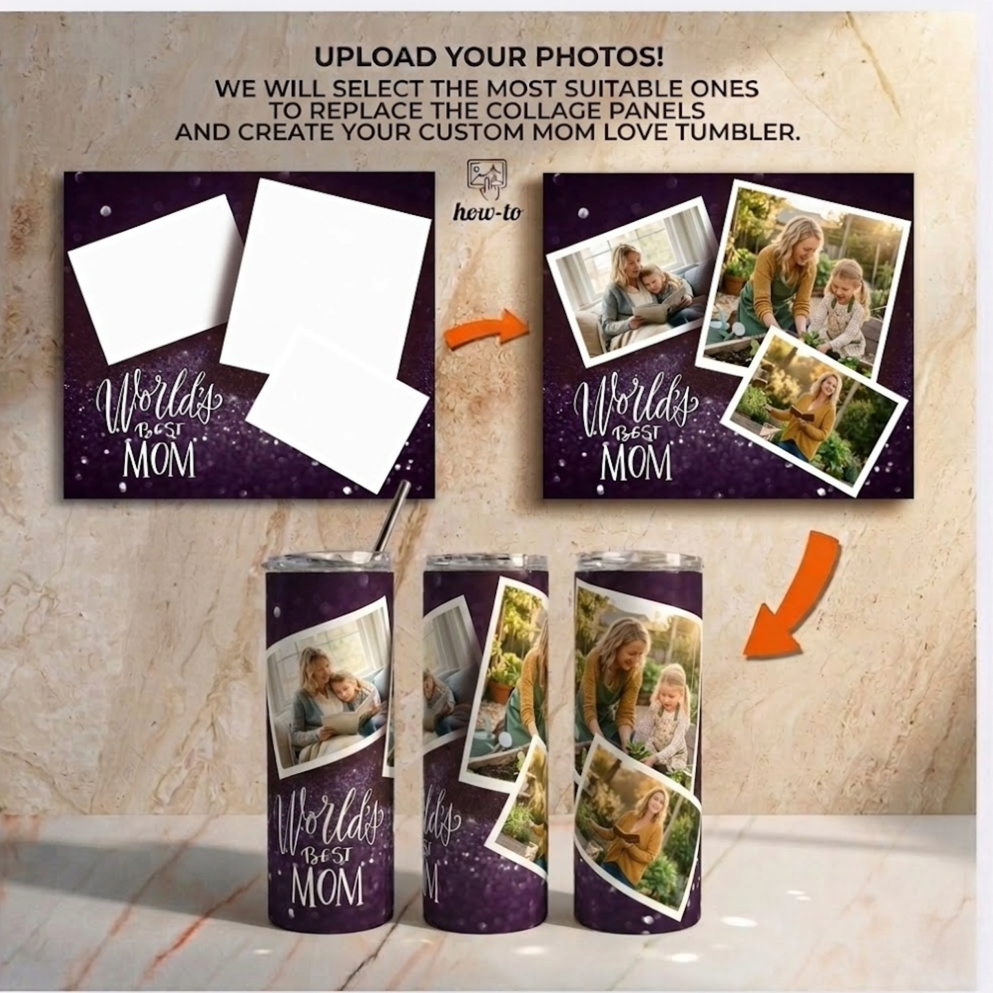 Custom Mom Photo Tumbler | Mother's Day & Birthday Gift 20oz Stainless Steel