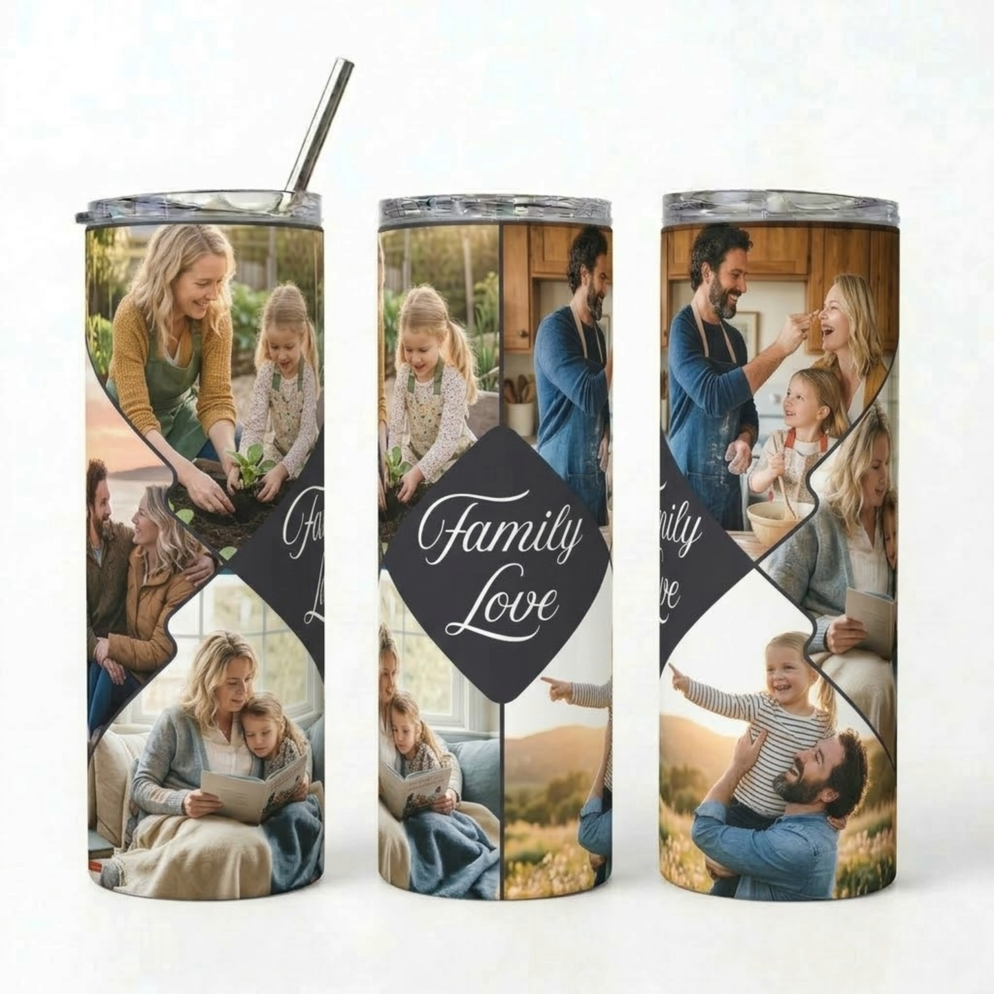 Custom Family Photo Tumbler | Personalized Keepsake 20oz Stainless Steel