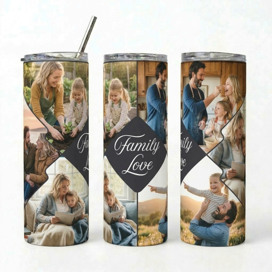 Custom Family Photo Tumbler | Personalized Keepsake 20oz Stainless Steel