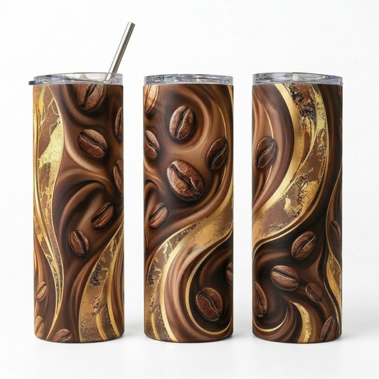 Golden Mocha Swirl Tumbler - 20oz Stainless Steel