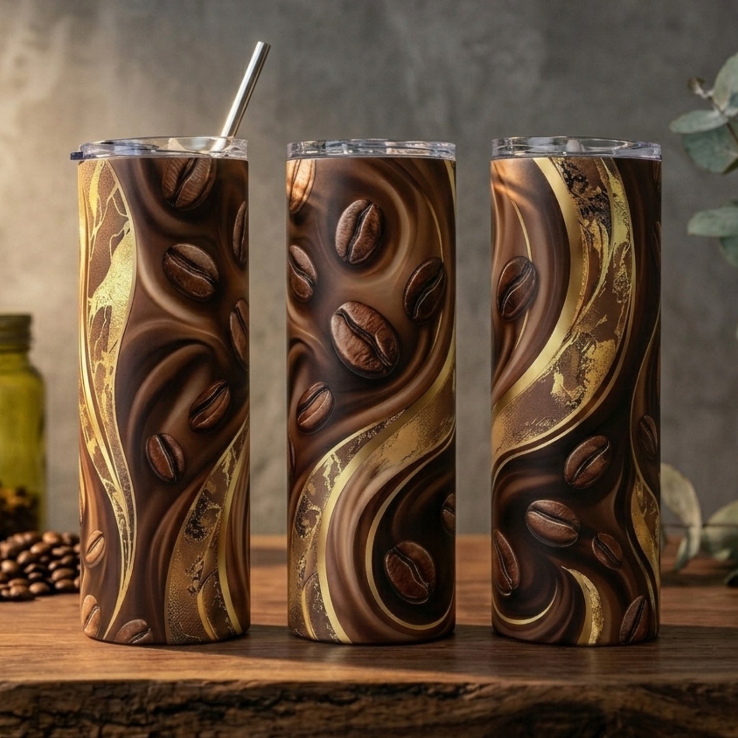 Golden Mocha Swirl Tumbler - 20oz Stainless Steel