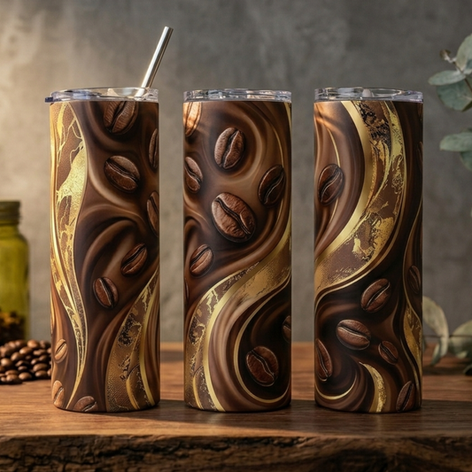 Golden Mocha Swirl Tumbler - 20oz Stainless Steel