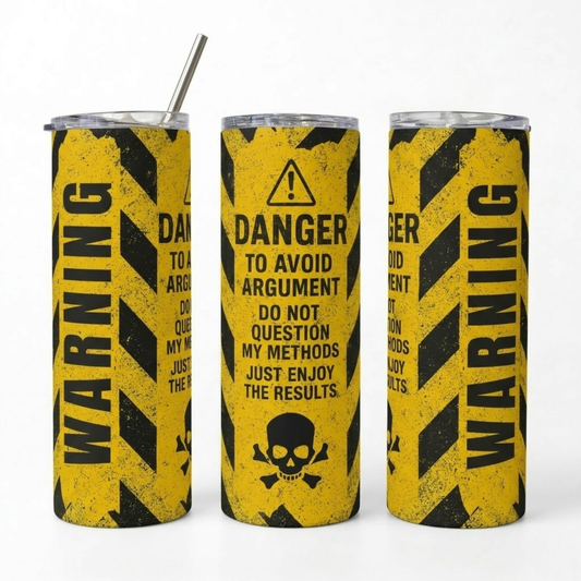 Funny Industrial Warning Sign Tumbler | Mechanic & Tradie Gift - 20oz Stainless Steel