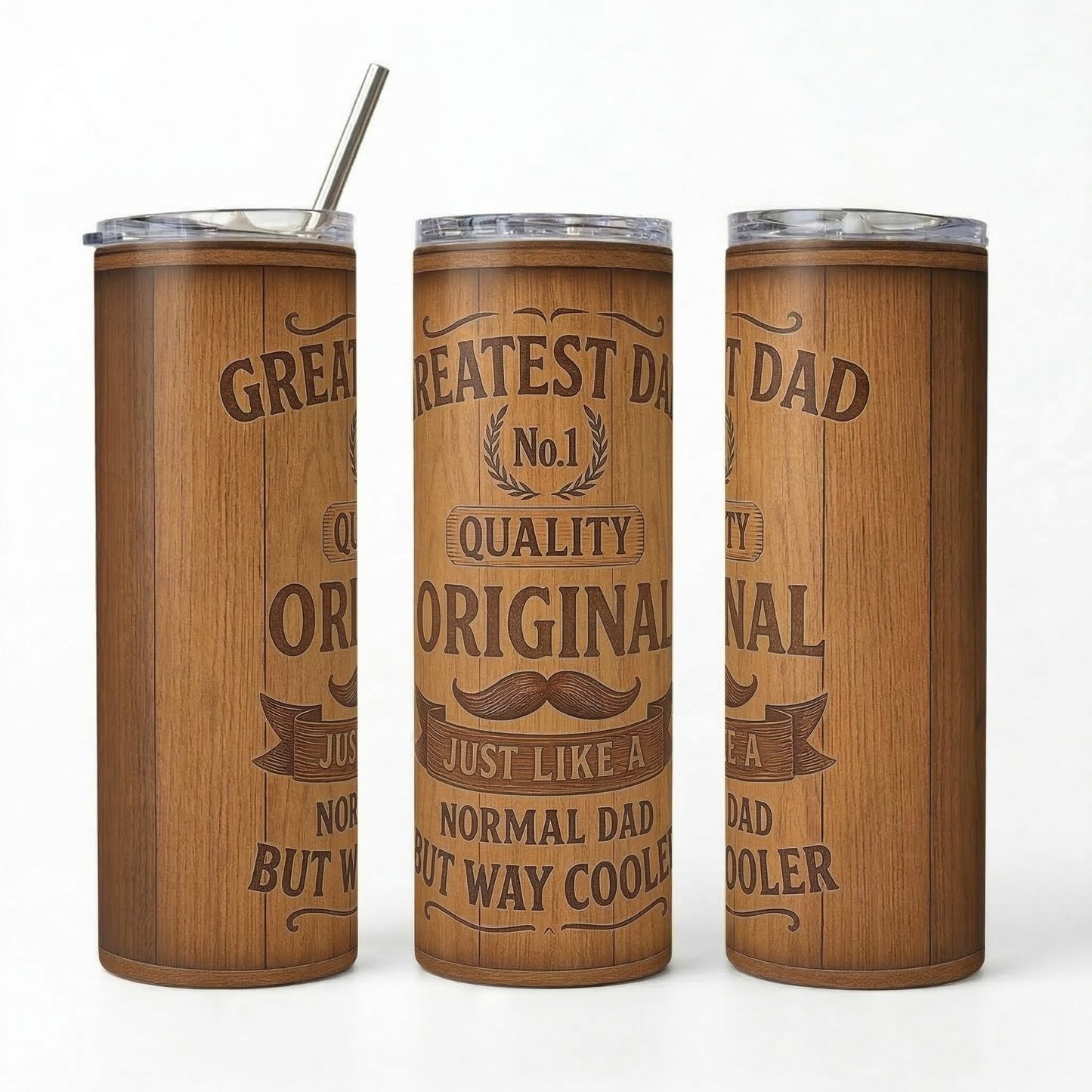 Greatest Dad' Vintage Wood-Style Tumbler - 20oz Stainless Steel