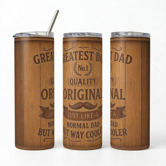 Greatest Dad' Vintage Wood-Style Tumbler - 20oz Stainless Steel