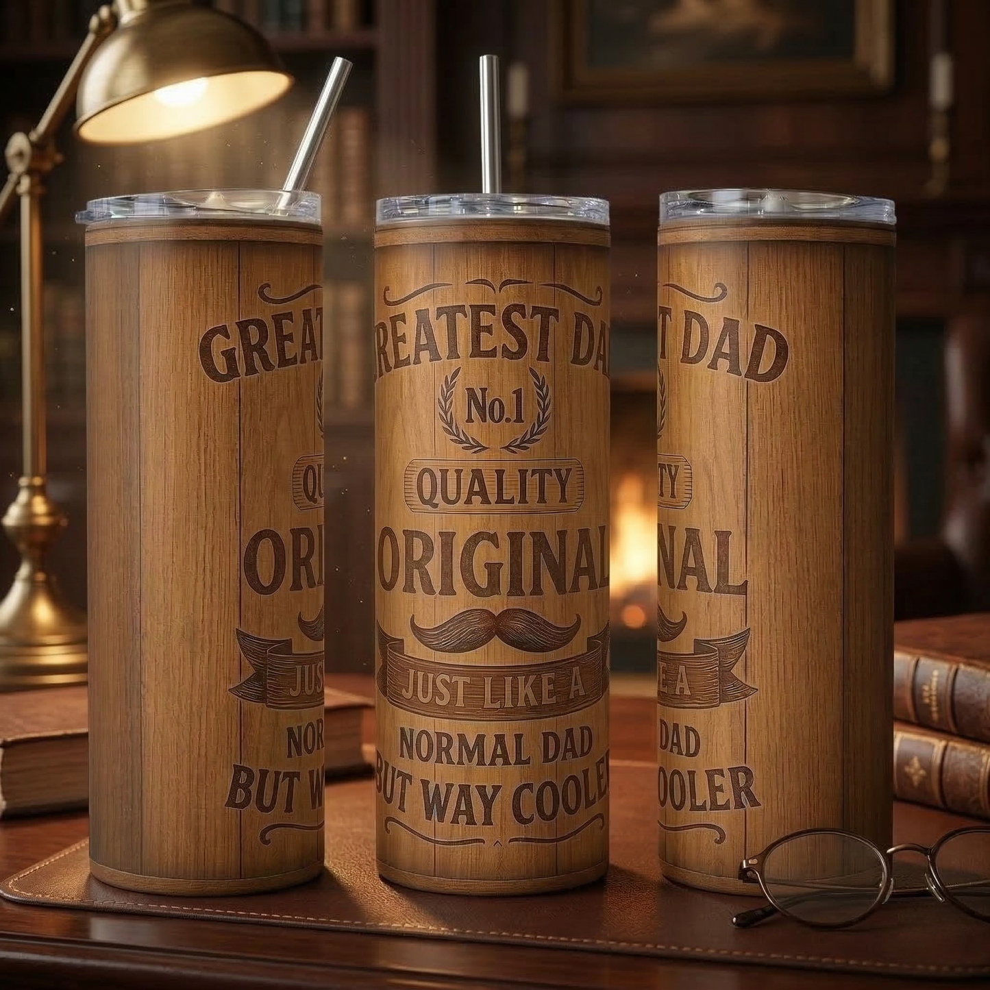 Greatest Dad' Vintage Wood-Style Tumbler - 20oz Stainless Steel