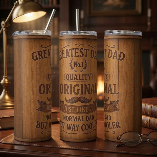 Greatest Dad' Vintage Wood-Style Tumbler - 20oz Stainless Steel
